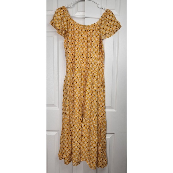 Knox Rose Women's Flutter Sleeve A-Line Yellow/Orange Midi Dress- Size XS - Picture 5 of 5